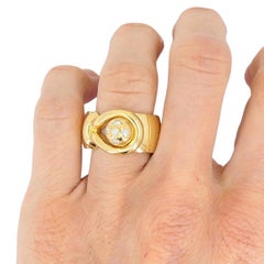 Vintage Chaumet Paris 18k Gold Buckle Ring Diamonds