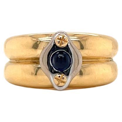 Vintage Chaumet Paris 18k Yellow Gold Ring with Cabochon Sapphire
