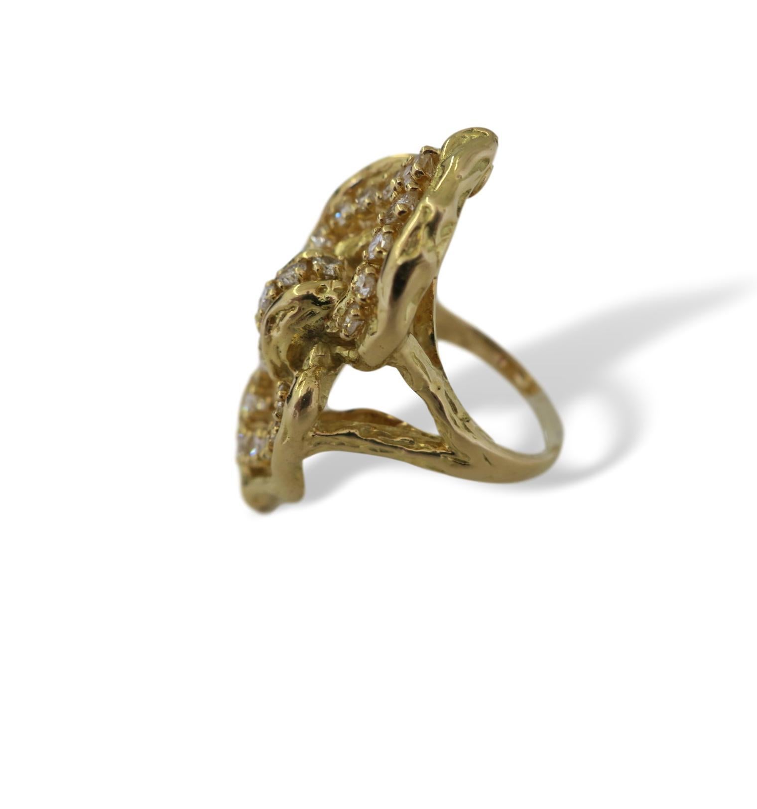 Modernist Vintage Chaumet Paris Diamond and Gold, 1970s Ring