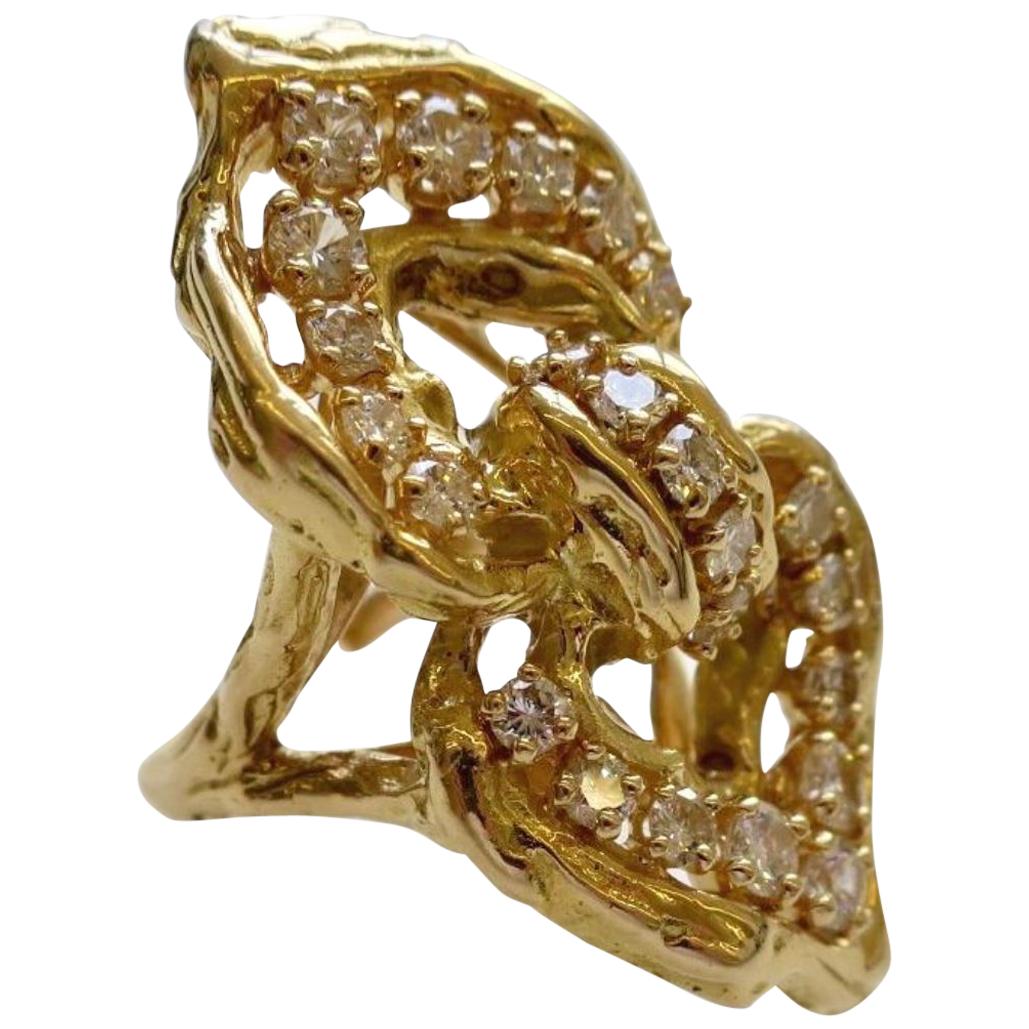 Vintage Chaumet Paris Diamond and Gold Statement Ring