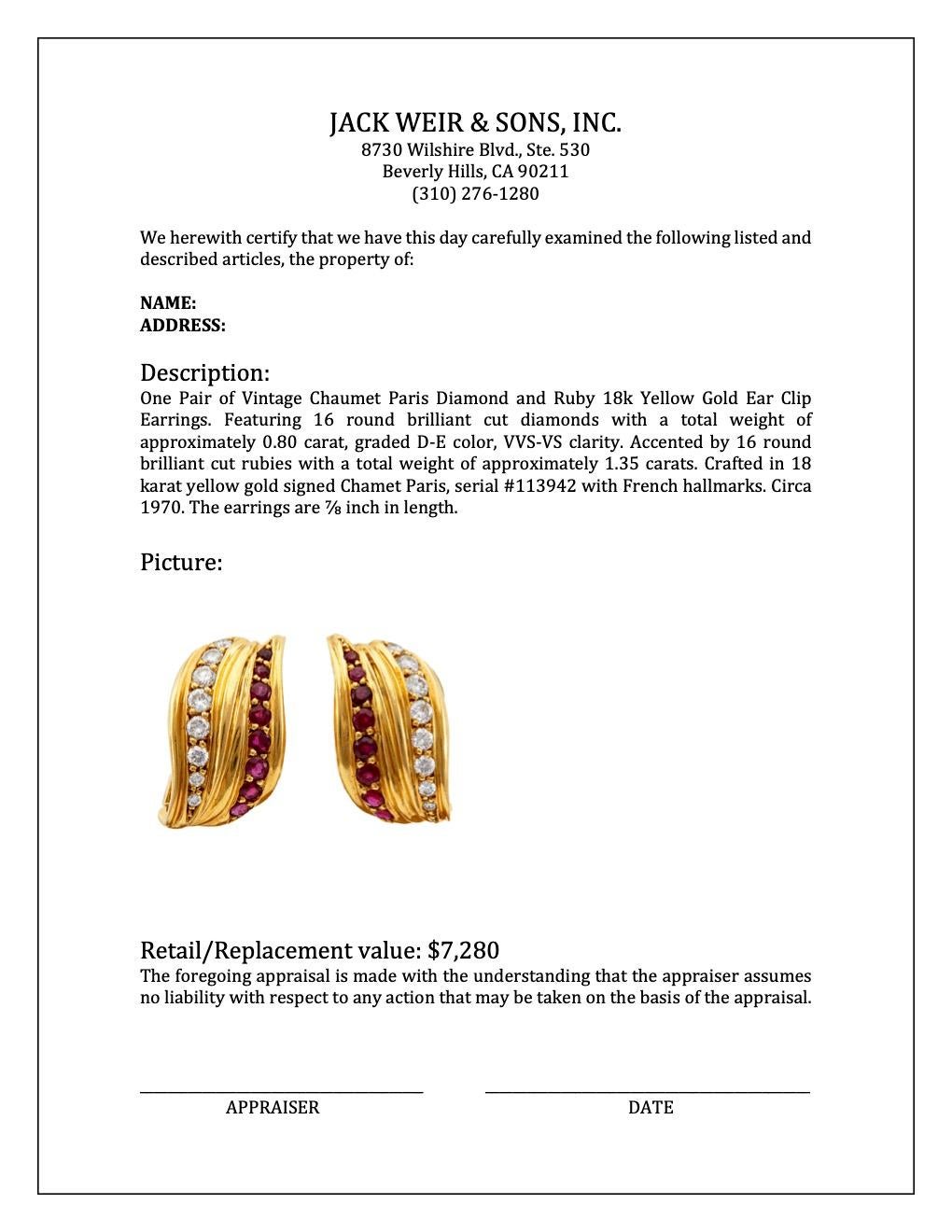 Chaumet Paris Diamant- und Rubin-Ohrclips aus 18 Karat Gelbgold 1