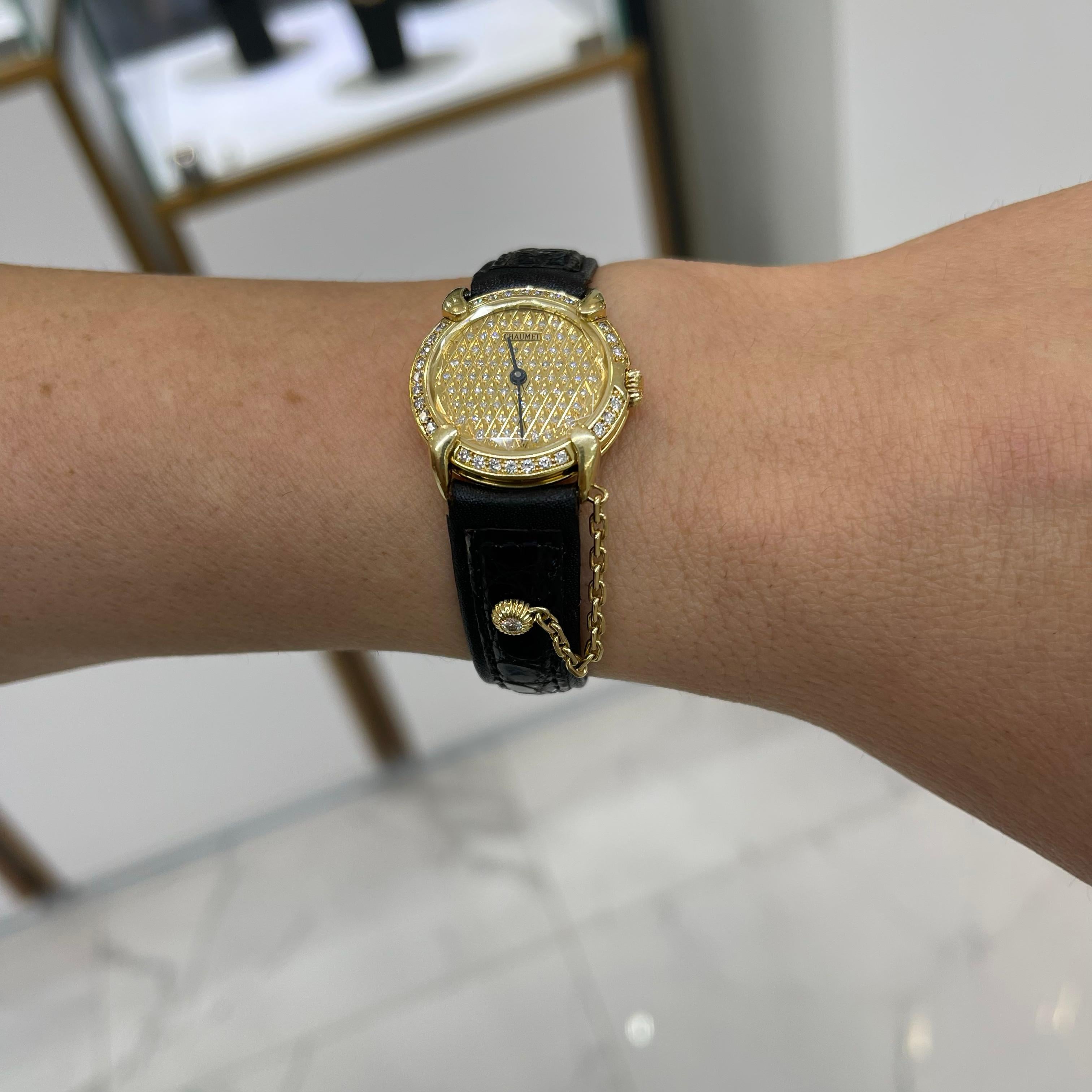 Vintage Chaumet Paris Ladies 18k Yellow Gold Diamond Watch 1