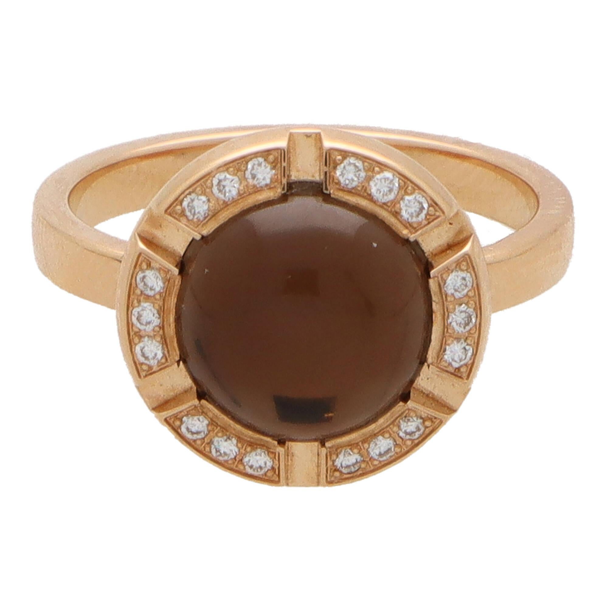 Chaumet Paris Bague Class One vintage en or rose avec quartz fumé et diamants
