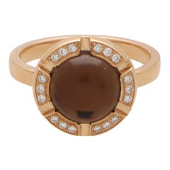 Chaumet Paris Bague Class One vintage en or rose avec quartz fumé et diamants