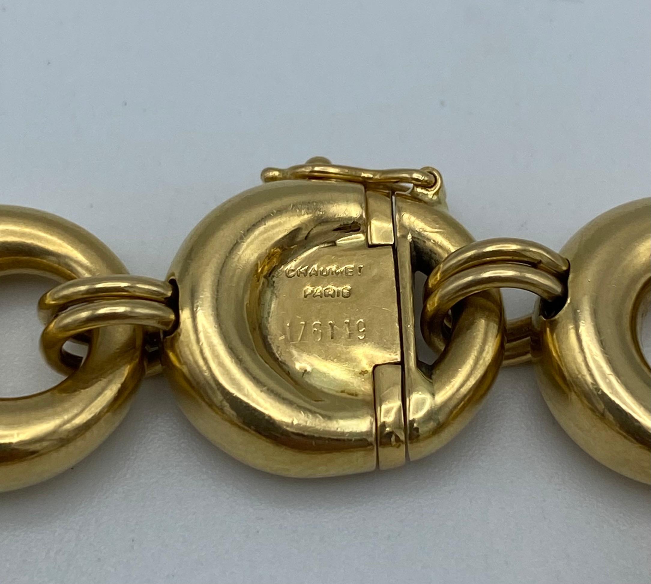 Vintage Chaumet Paris Yellow Gold Link Bracelet and Necklace Set For Sale 4