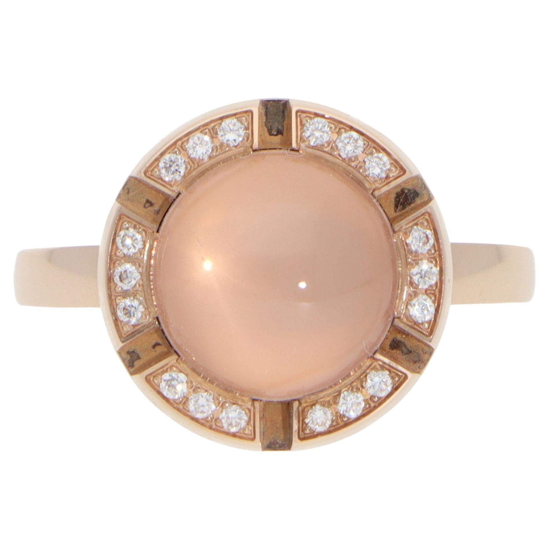 Vintage Chaumet Rose Quartz and Diamond Class One Croisière Ring in Rose Gold