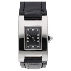 Vintage Chaumet Still de Chaumet Diamond Dial Steel Quartz Black Strap Watch