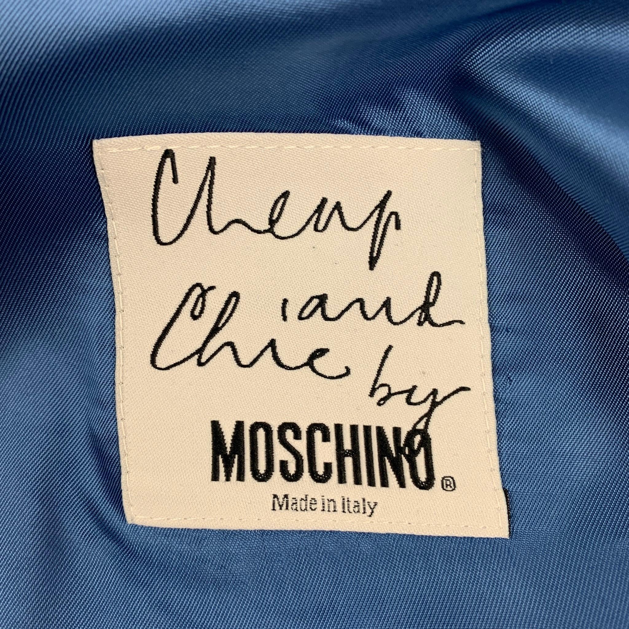 Vintage CHEAP and CHIC by MOSCHINO Size 42 Blue & Yellow Velvet Buttoned Vest For Sale 1