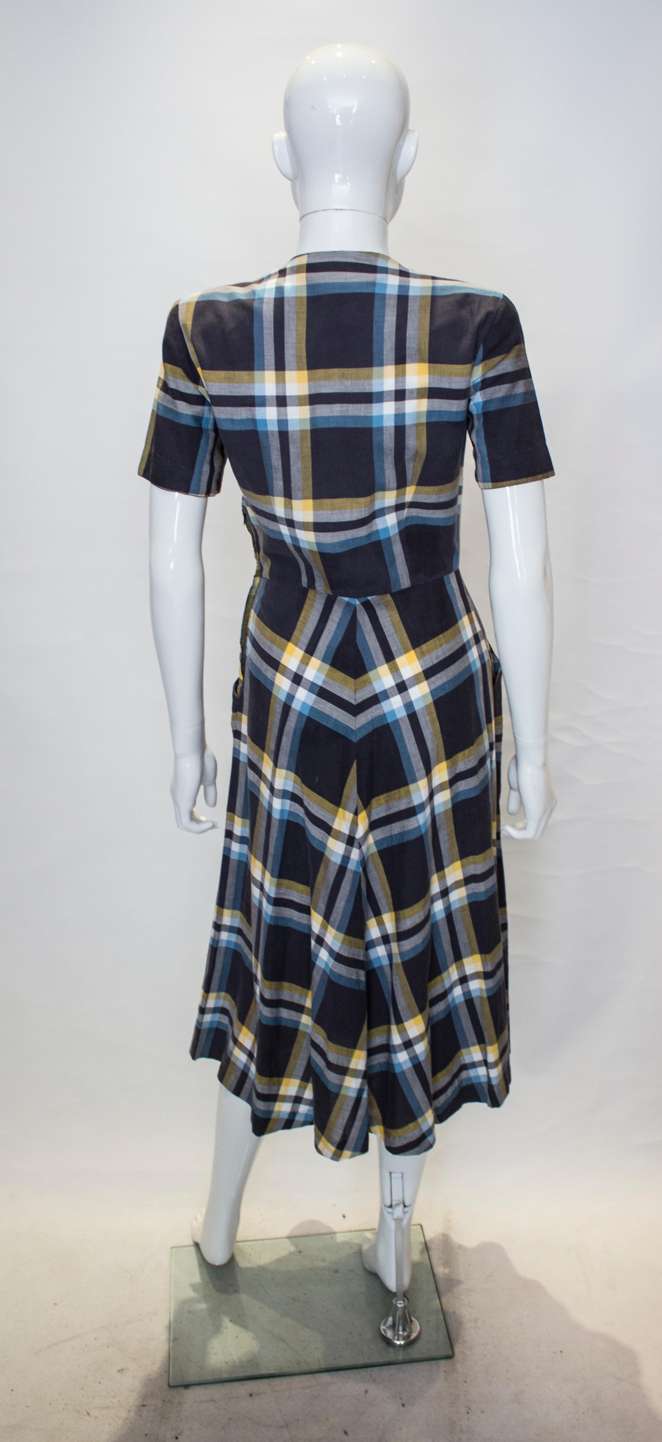 Women's Vintage Check Cotton Dress For Sale