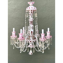 Vintage Check Cut Crystal Swag Chandelier