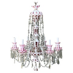 Vintage Check Cut Crystal Swag Chandelier