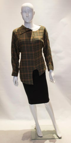 Vintage Check Jacket with Zip opening and  with interesting Hem and Neckline