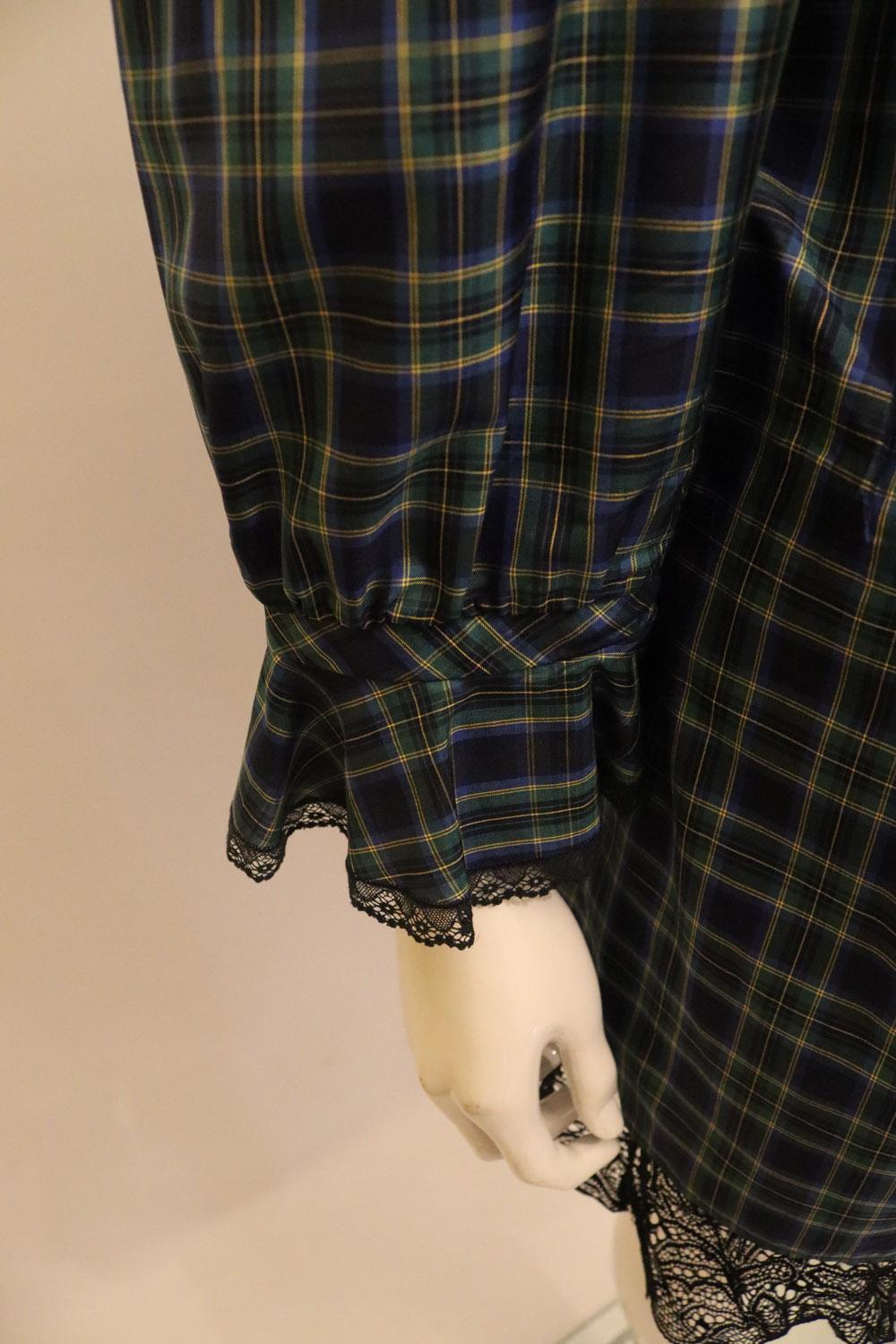 Vintage Check Silk Blouse by Senatore Moda Milan For Sale 1