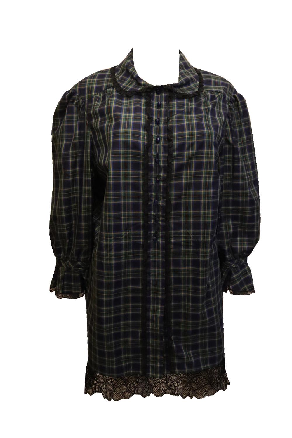 Vintage Check Silk Blouse by Senatore Moda Milan For Sale 2