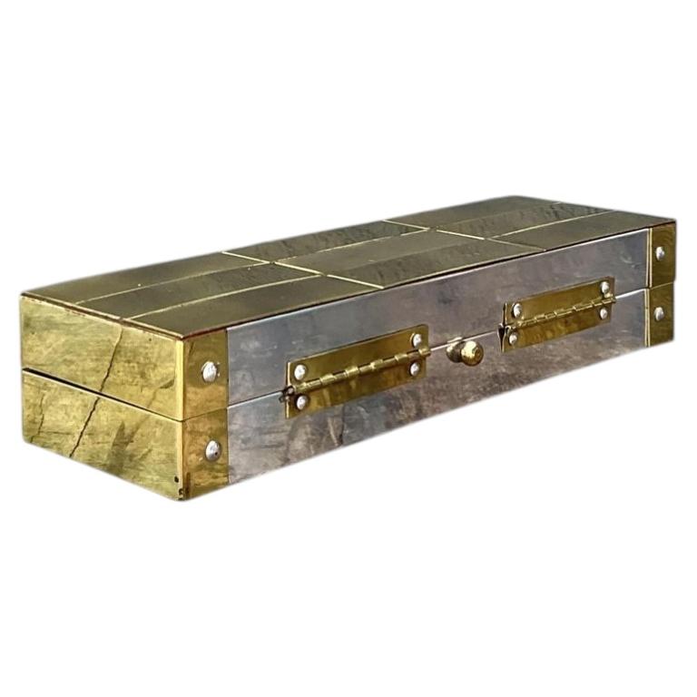Vintage Checkerboard Brass Box