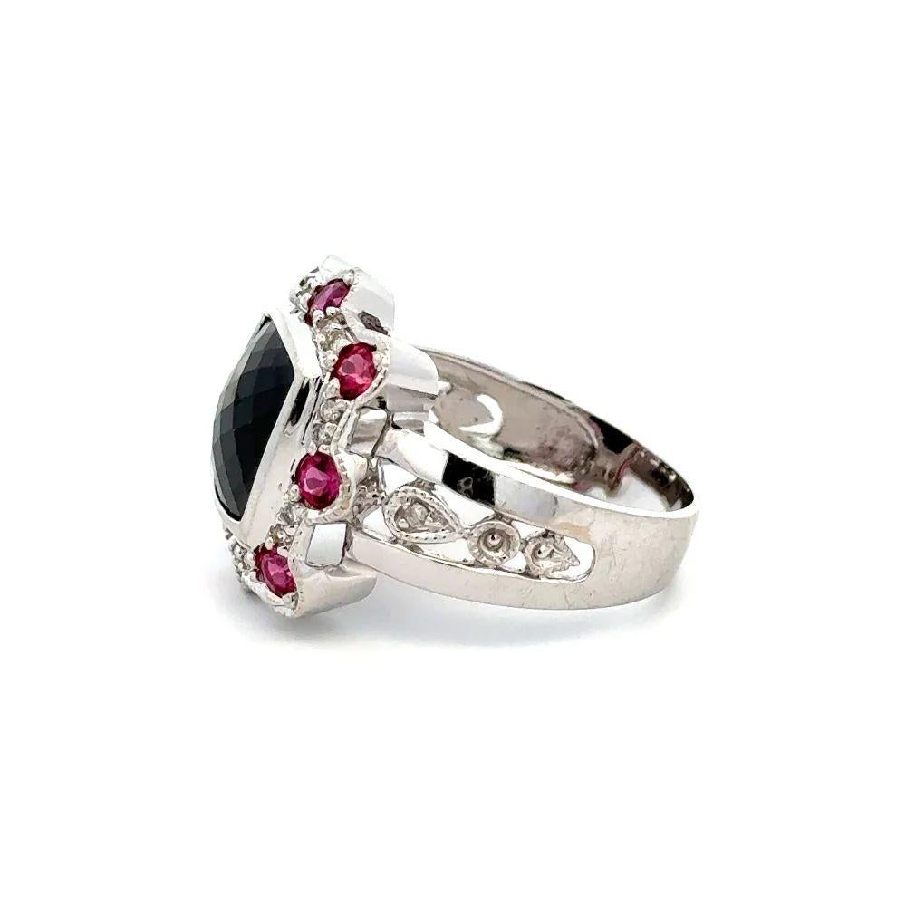 Gold-Cocktailring mit Schachbrett-Onyx, Rubellit, Turmalin und Diamant im Zustand „Hervorragend“ im Angebot in Montreal, QC