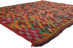 Vintage Checkered Boujad Moroccan Rug, Midcentury Cubism Meets Cozy Boho