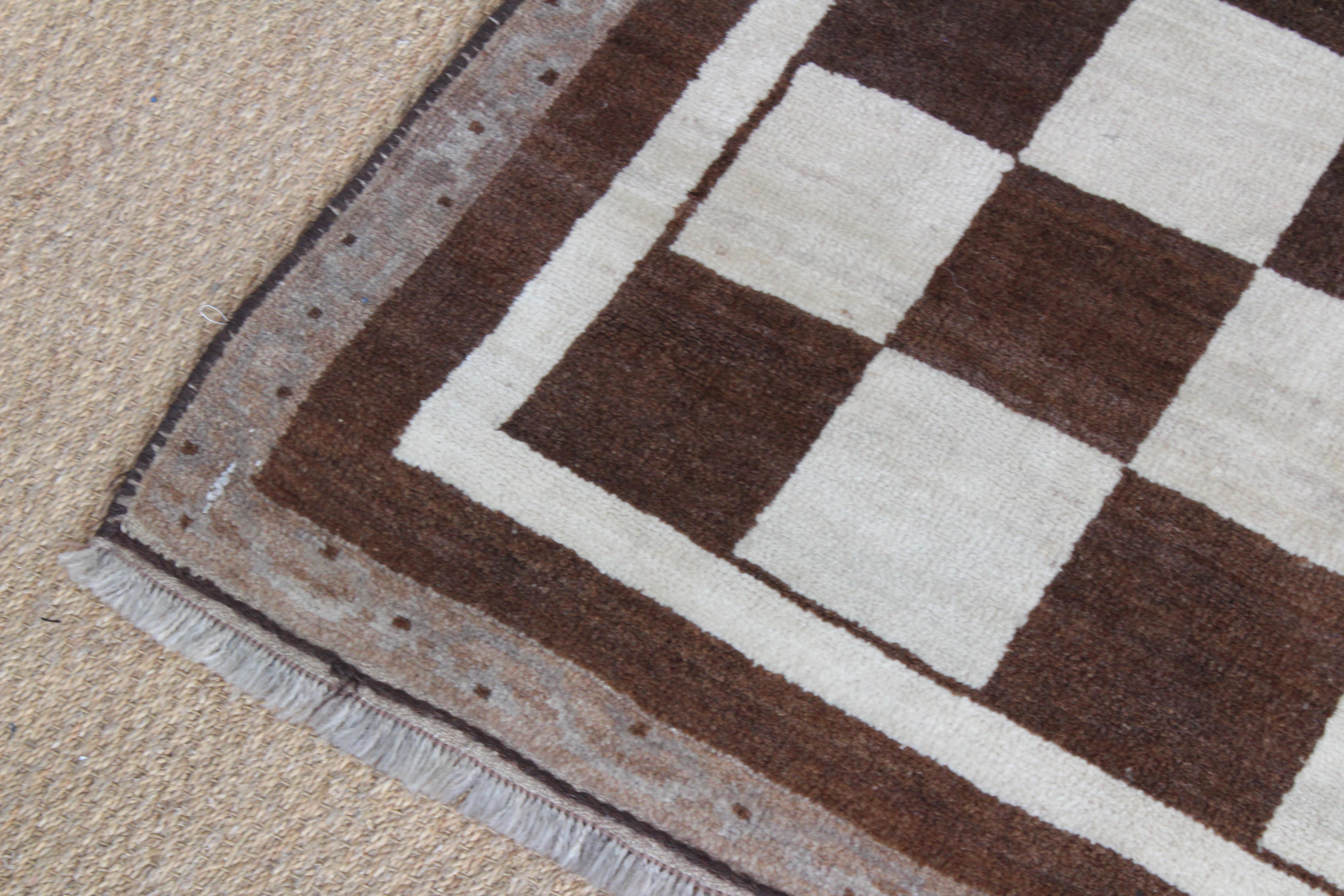 Mid-Century Modern Vintage Checkered Gabbeh Rug, Persia, 1960s