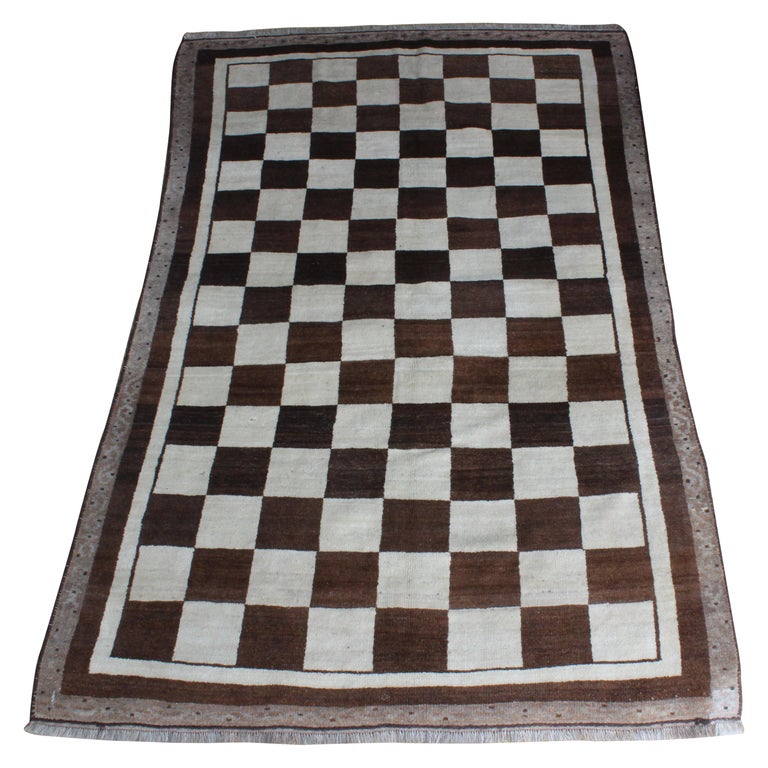 Vintage Checkered Gabbeh Rug, Persia, 1960s at 1stDibs