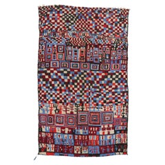 Vintage Checkered Moroccan Azilal Rug, Maximalist Boho Meets Cubism