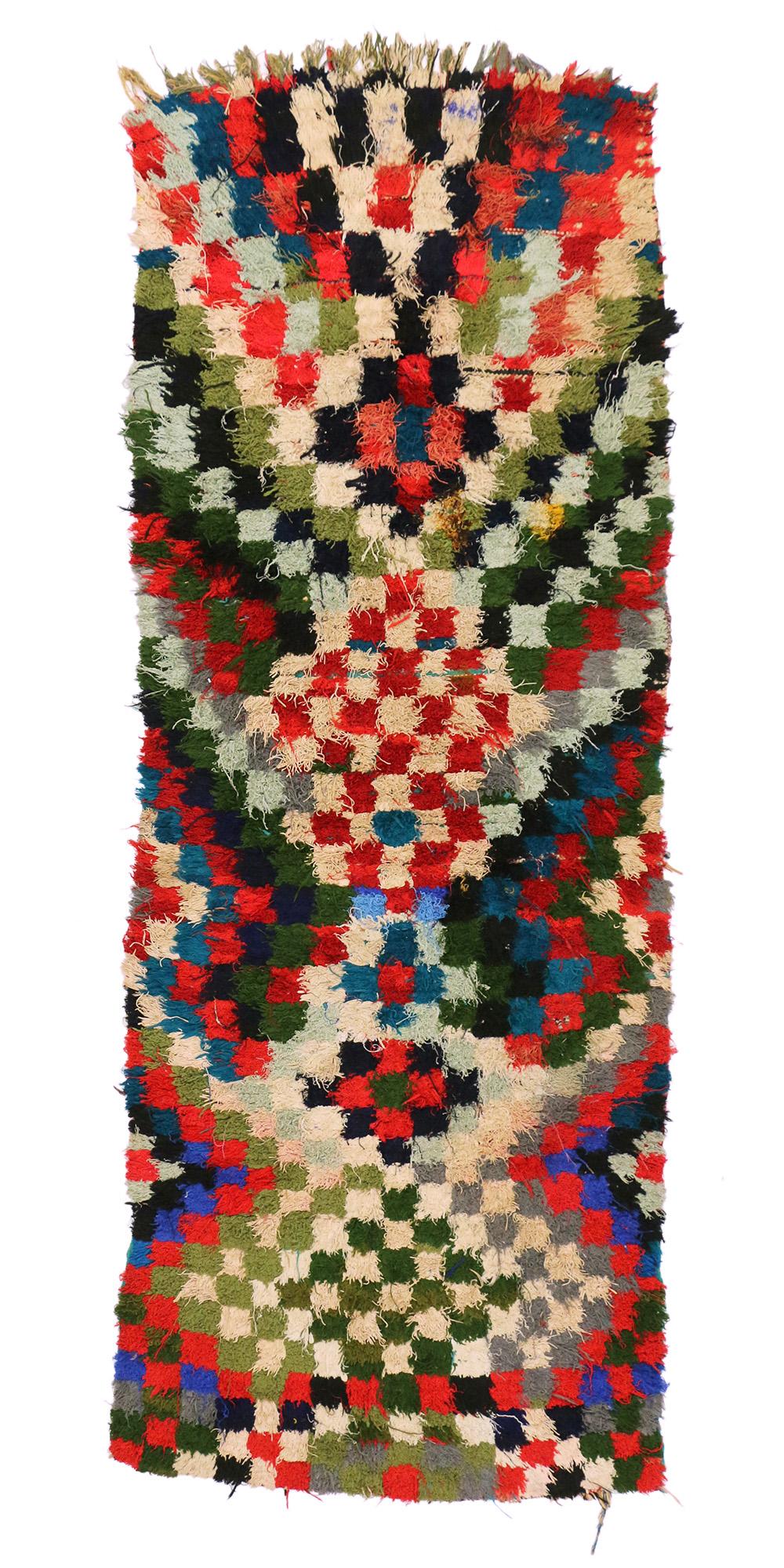 20th Century Vintage Checkered Moroccan Rug by Berber Tribes of Morocco For Sale