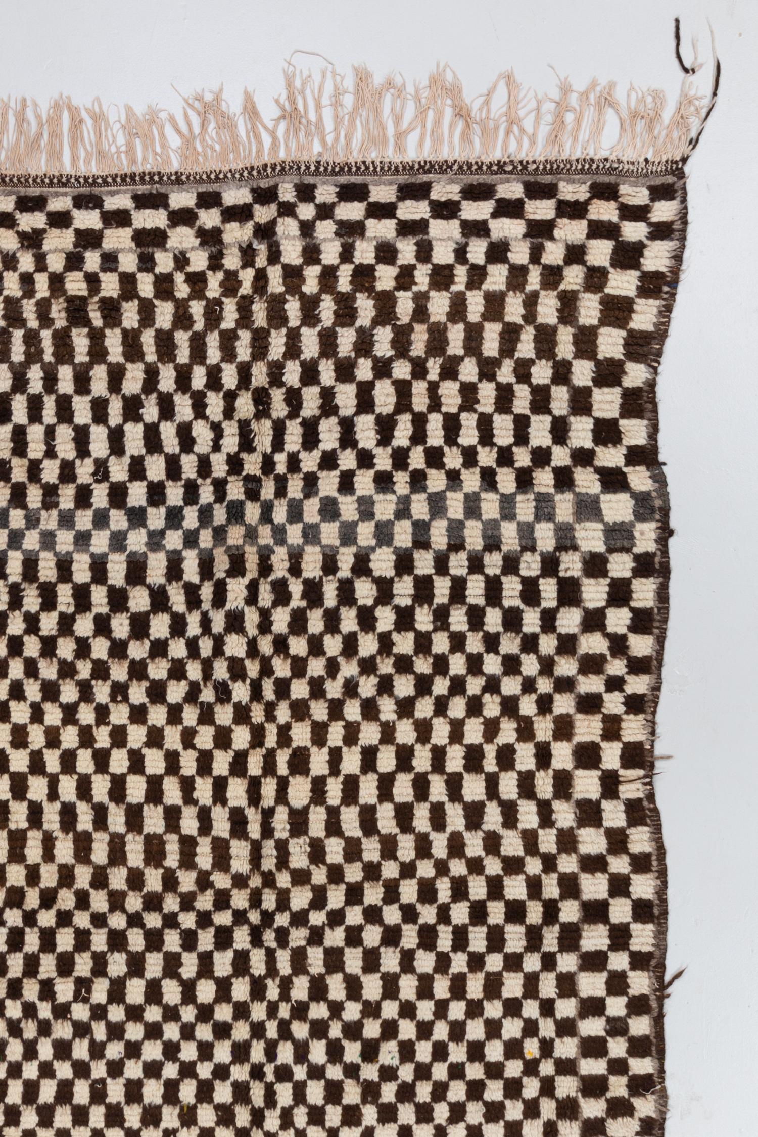 Hand-Woven Vintage Checkered Moroccan Rug For Sale