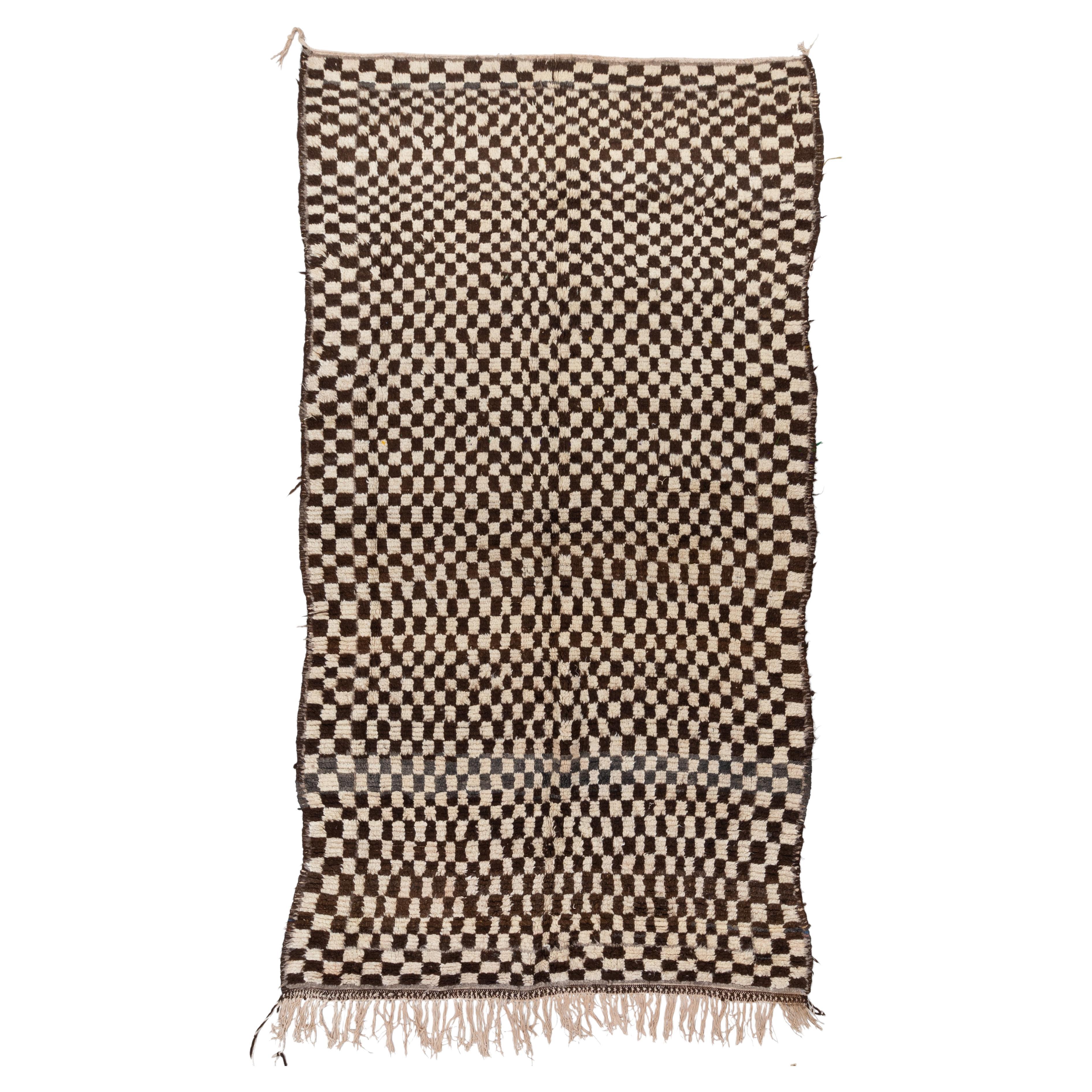 Vintage Checkered Moroccan Rug For Sale