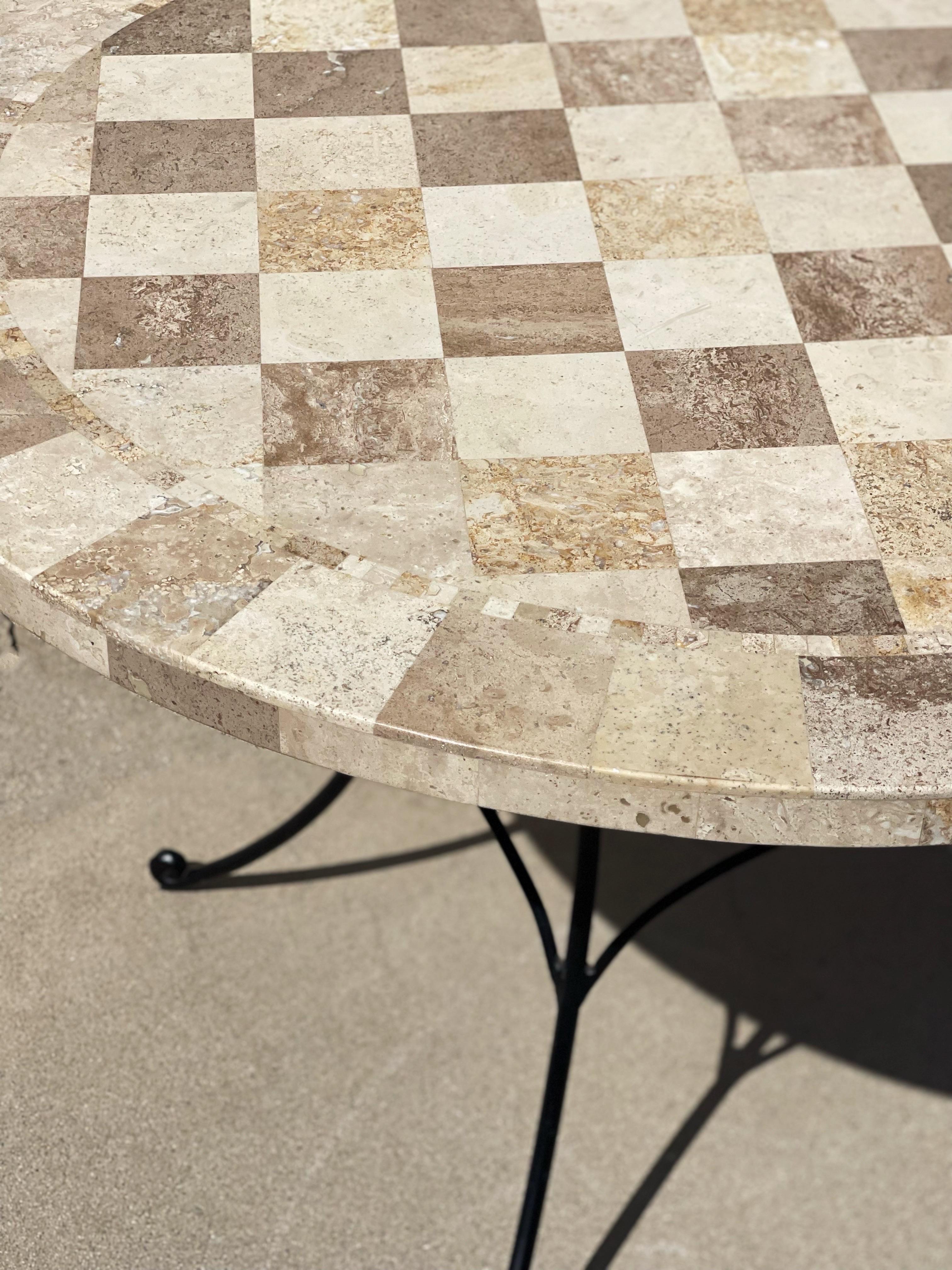 Late 20th Century Vintage Checkered Stone Dining Table