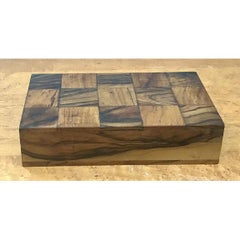 Vintage Checkered Wood Decorative Box