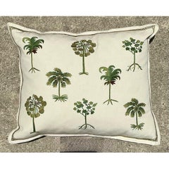 Vintage Chelsea Textile London Embroidered Botanical Fabric Pillow