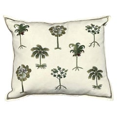 Vintage Chelsea Textile London Embroidered Botanical Fabric Pillow