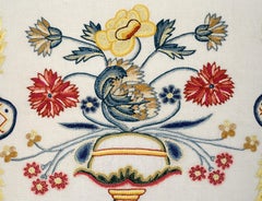 Vintage Chelsea Textiles: Hand-Embroidered Cushion With A Still Life Floral Urn