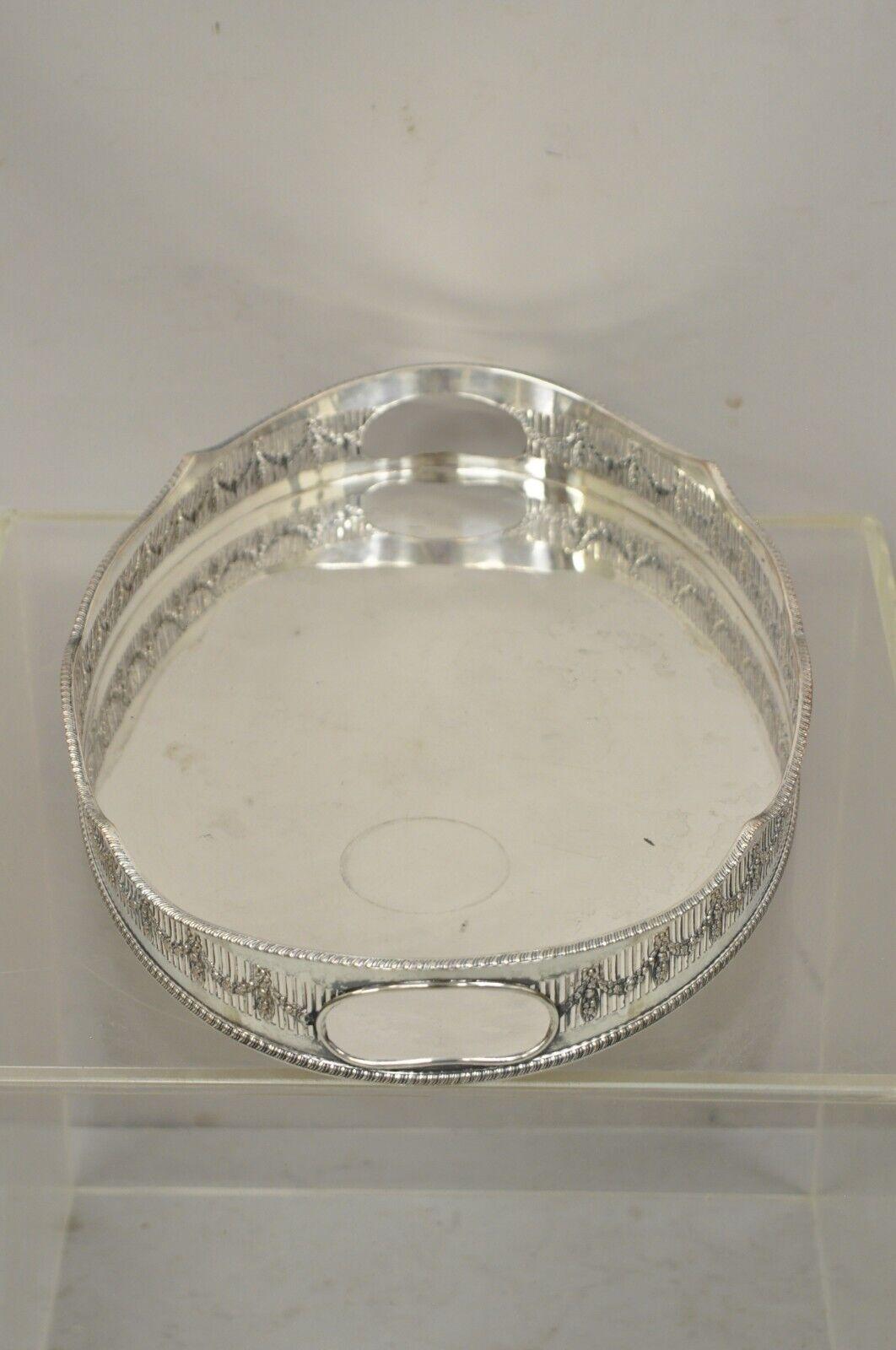 Regency Vintage Cheltenham and Co English Silver Plated Adams Style Draped Platter For Sale