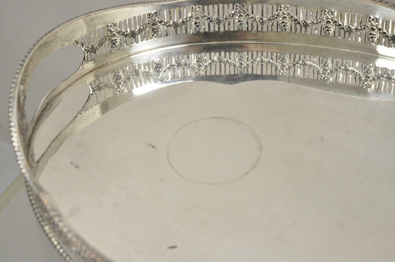 Vintage Cheltenham and Co English Silver Plated Adams Style Draped Platter For Sale 2