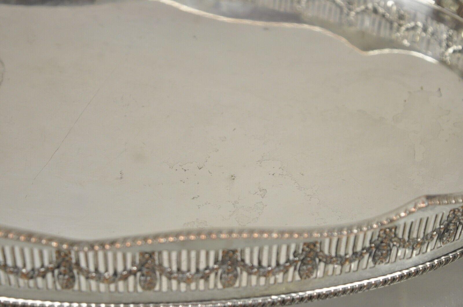 Vintage Cheltenham and Co English Silver Plated Adams Style Draped Platter For Sale 3