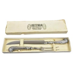 Ensemble de couverts de sculpture de viande en acier inoxydable et plaqué argent Cheltenham & Co