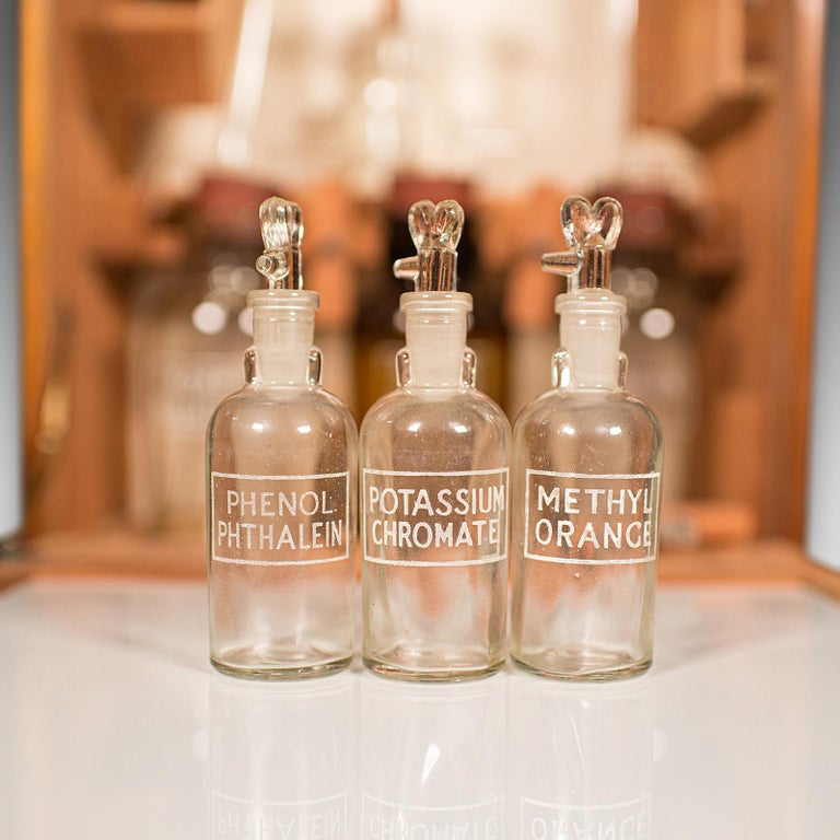 Vintage Chemist's Dispensing English, Walnut, Apothecary Set