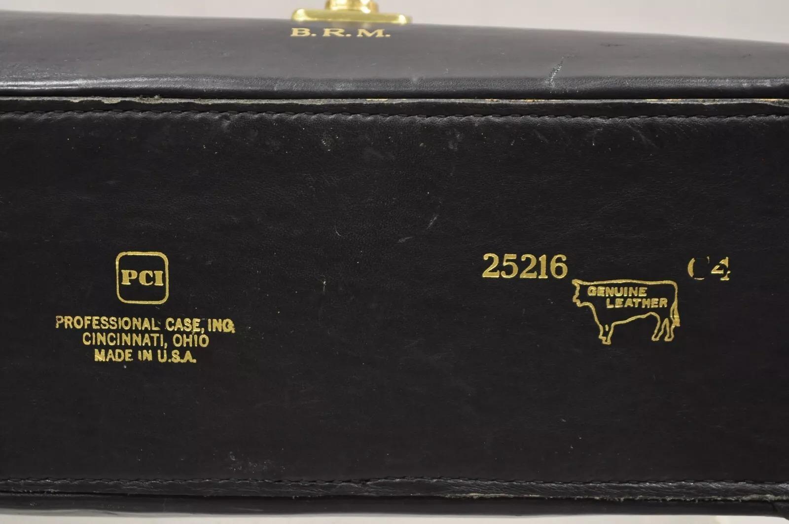 Vintage Cheney England PCI USA 25216 C4 Black Leather Traveling Doctors Bag en vente 3