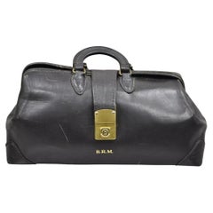 Vintage Cheney England PCI USA 25216 C4 Black Leather Traveling Doctors Bag
