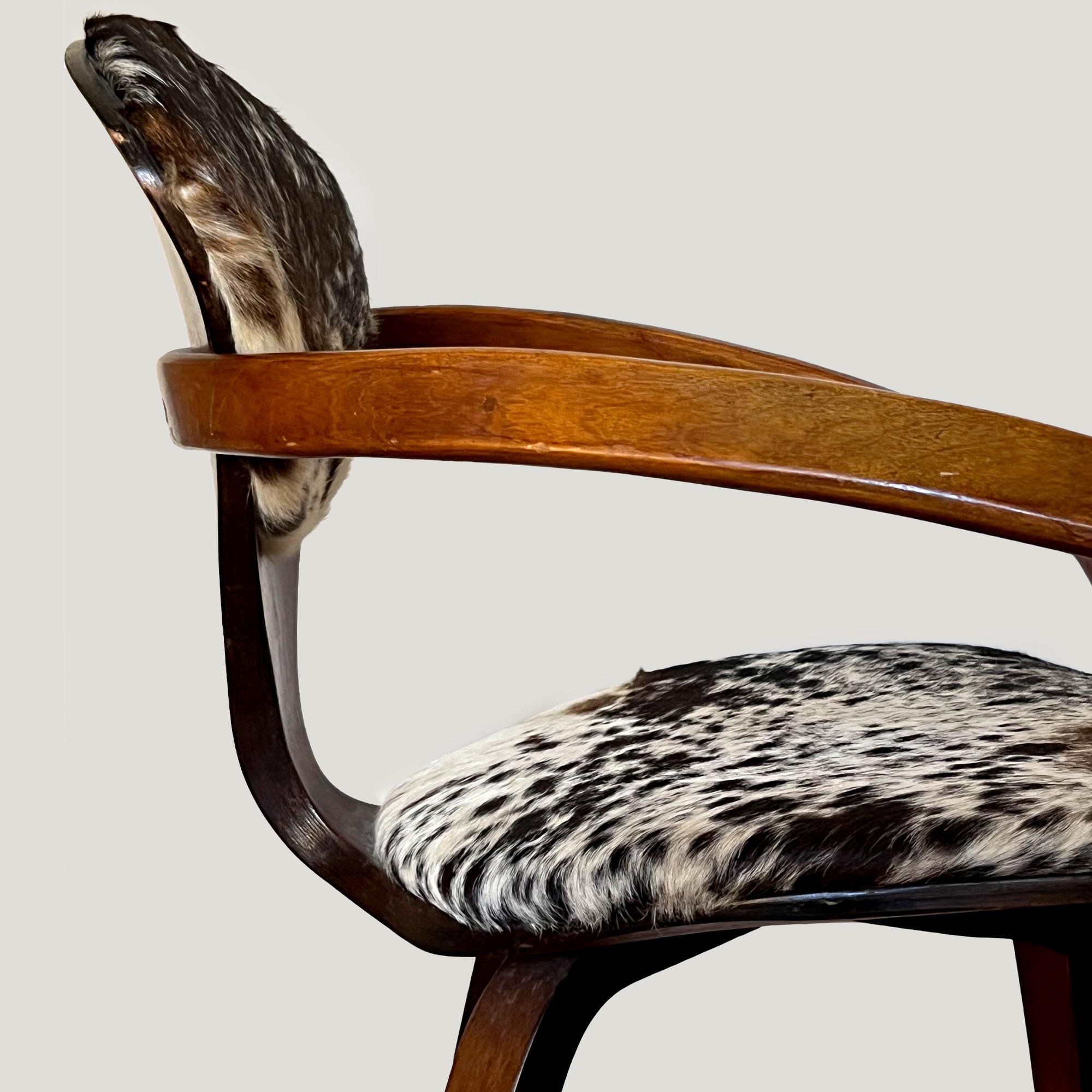 Mid-Century Modern Vintage Cherner Chair with a unique cowhide cover For Sale