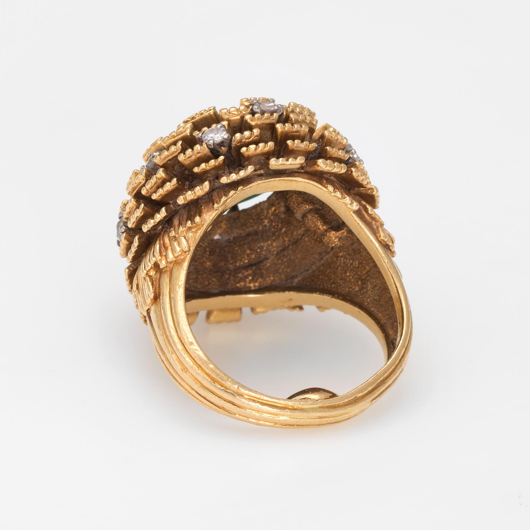 Round Cut Vintage Cherny Turquoise Diamond Ring 18 Karat Yellow Gold Round Estate Jewelry