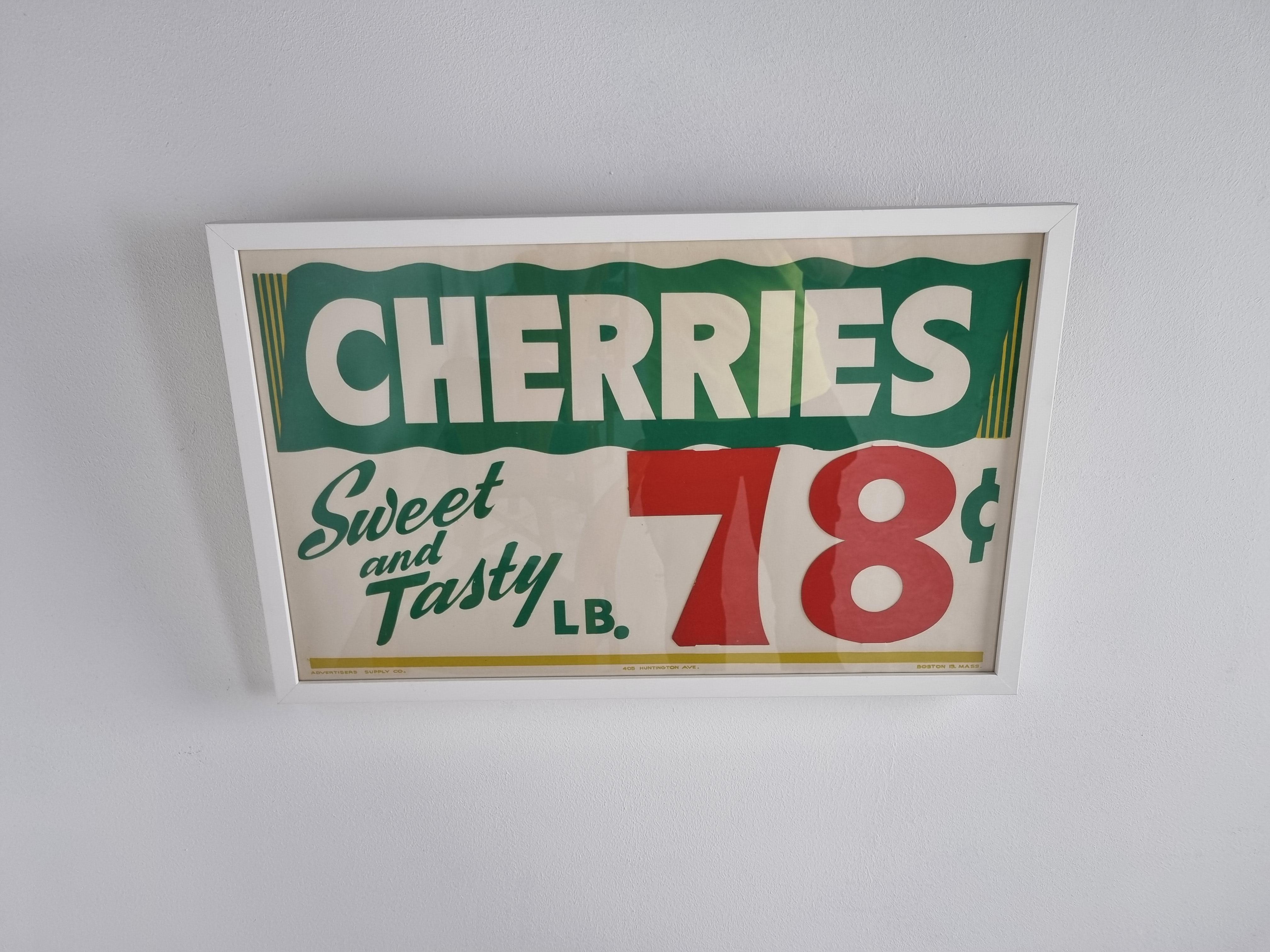 American Vintage 'Cherries' advert sign, 1960s