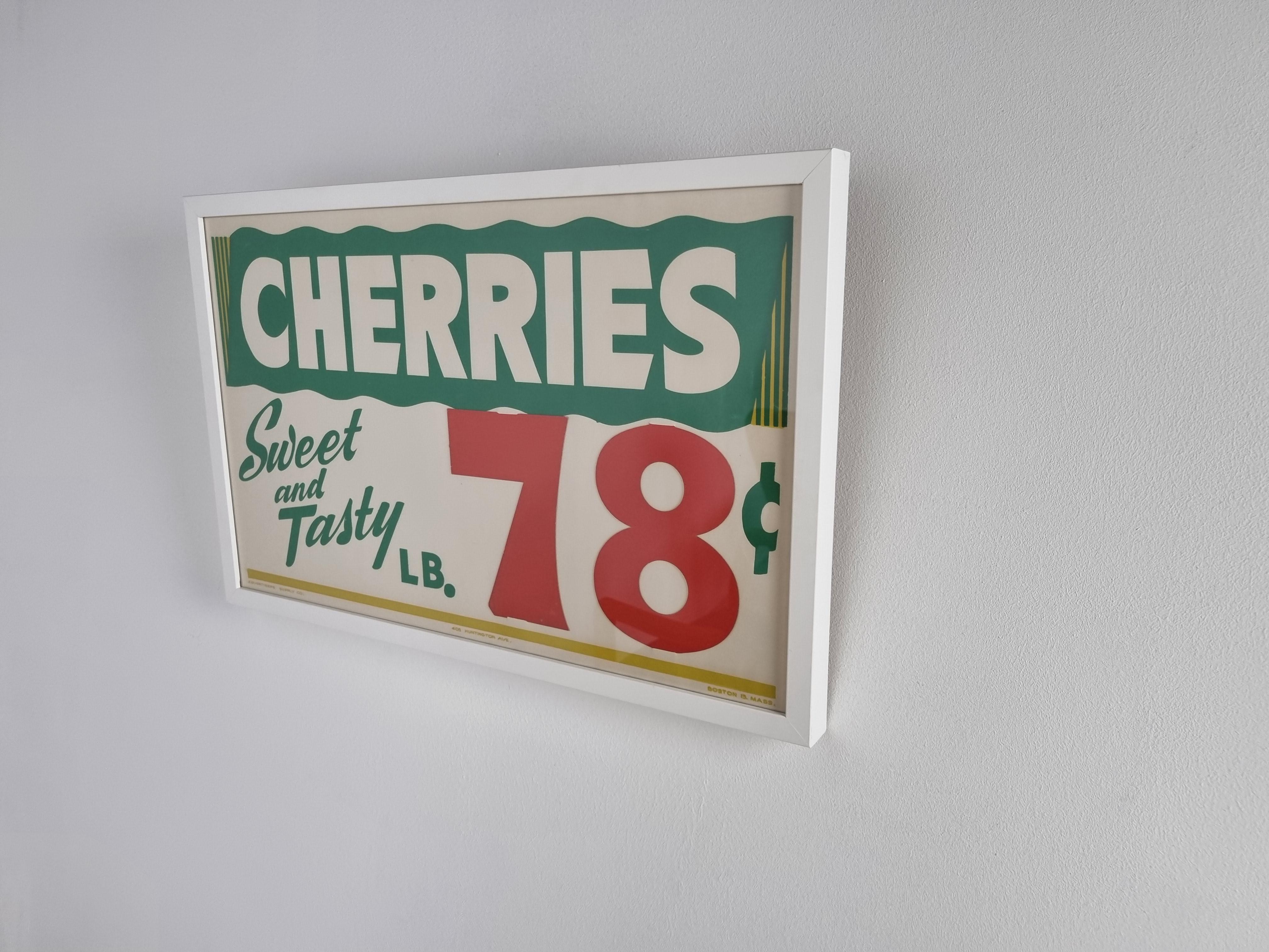 Vintage 'Cherries' advert sign, 1960s In Good Condition In HEVERLEE, BE