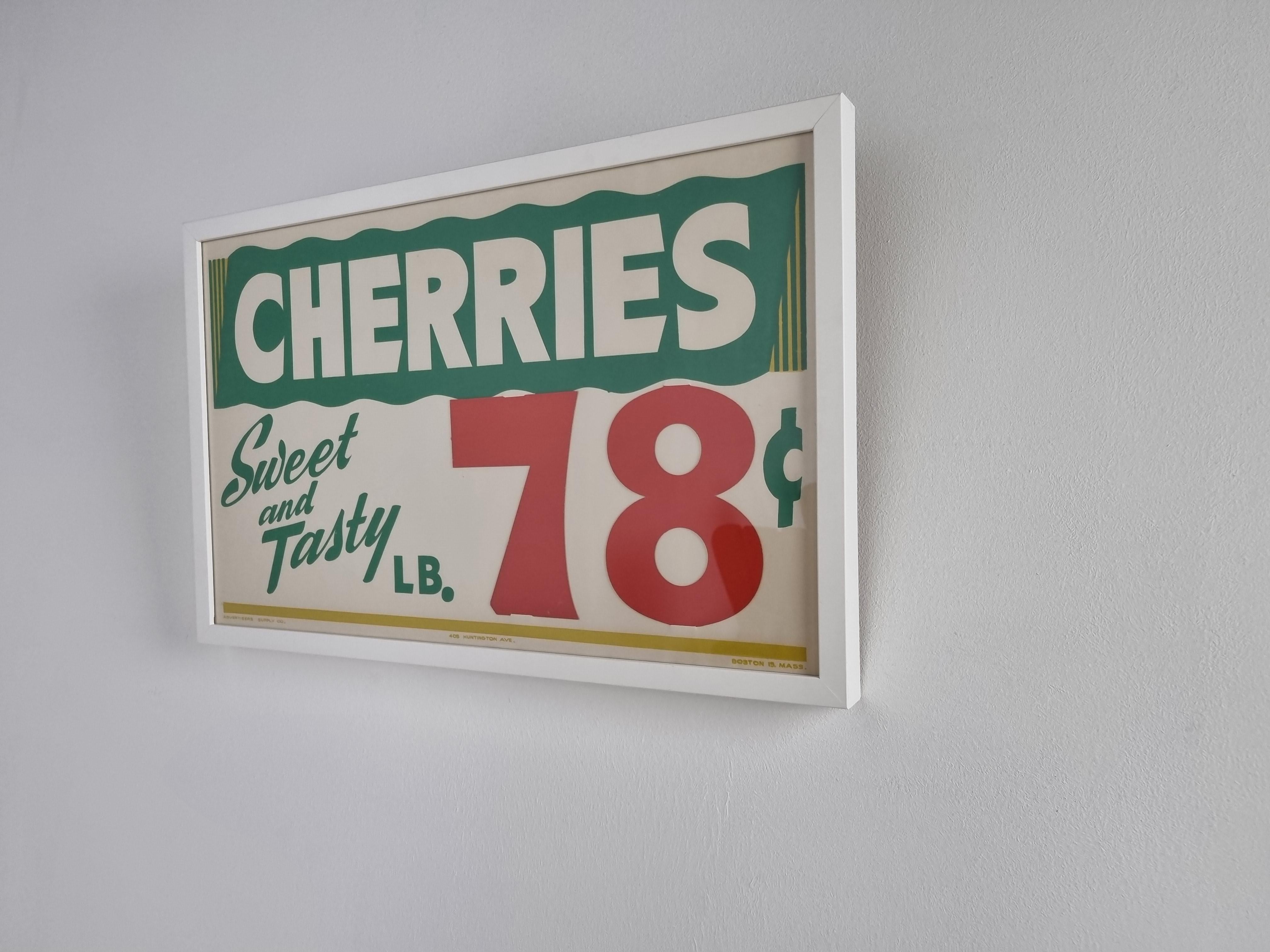 Mid-20th Century Vintage 'Cherries' advert sign, 1960s