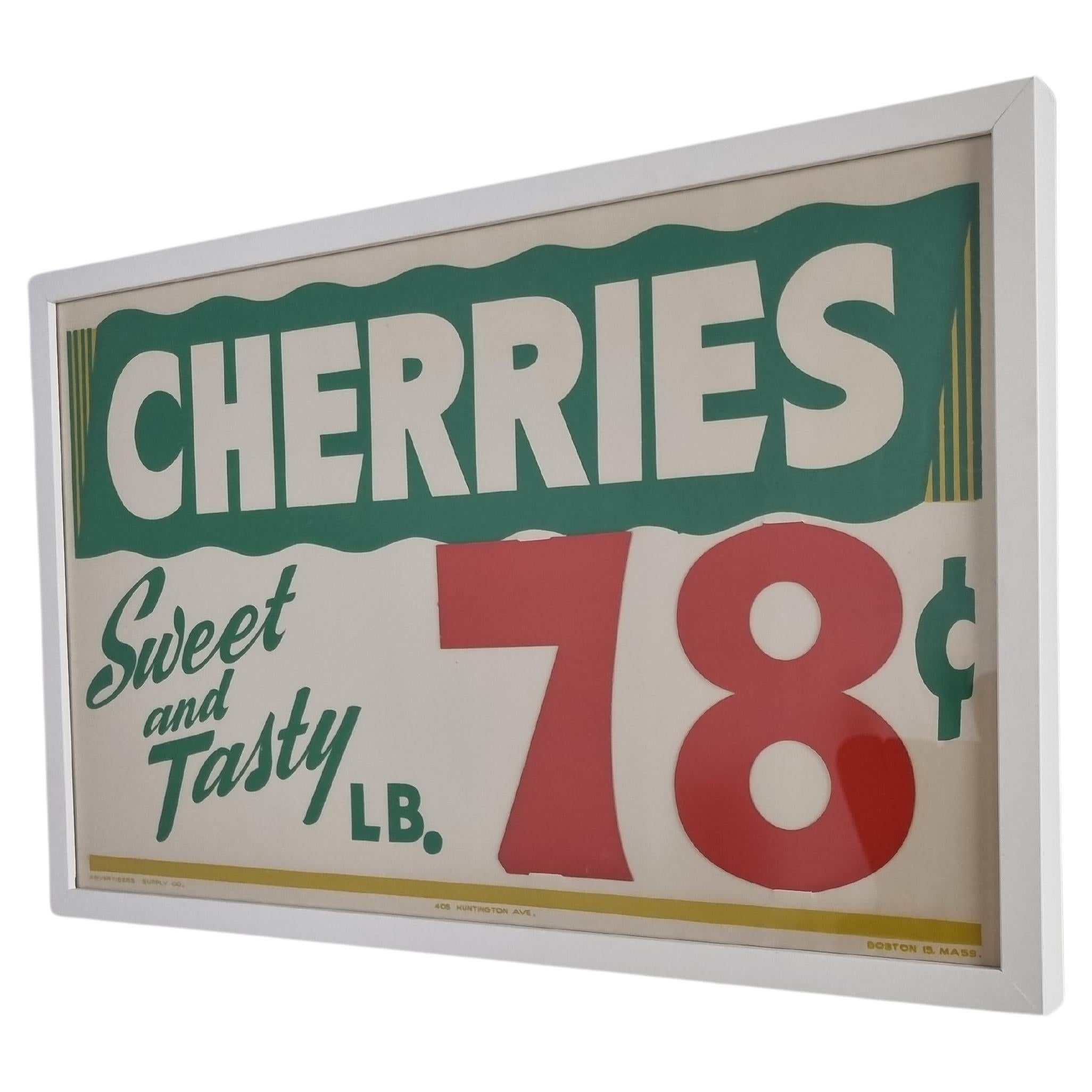 Vintage 'Cherries' advert sign, 1960s