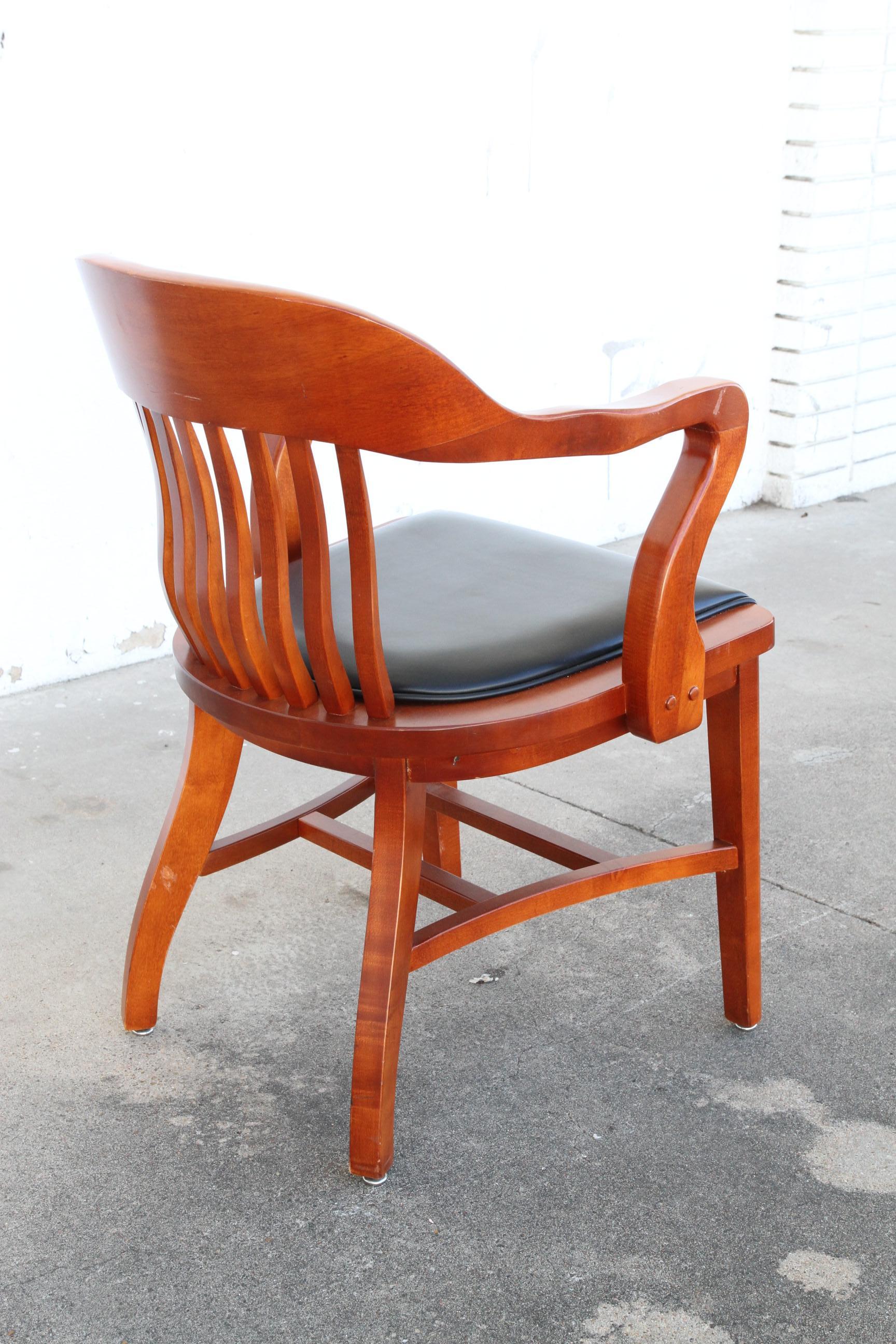 Vintage Cherry Banker Chairs by Johnson Chair Co. In Good Condition For Sale In Pasadena, TX