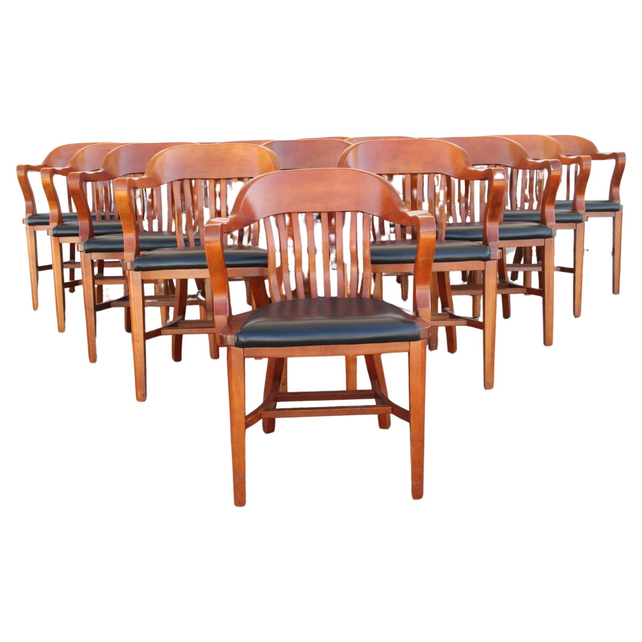 Chaises de banquier vintage en cerisier de Johnson Chair Co.