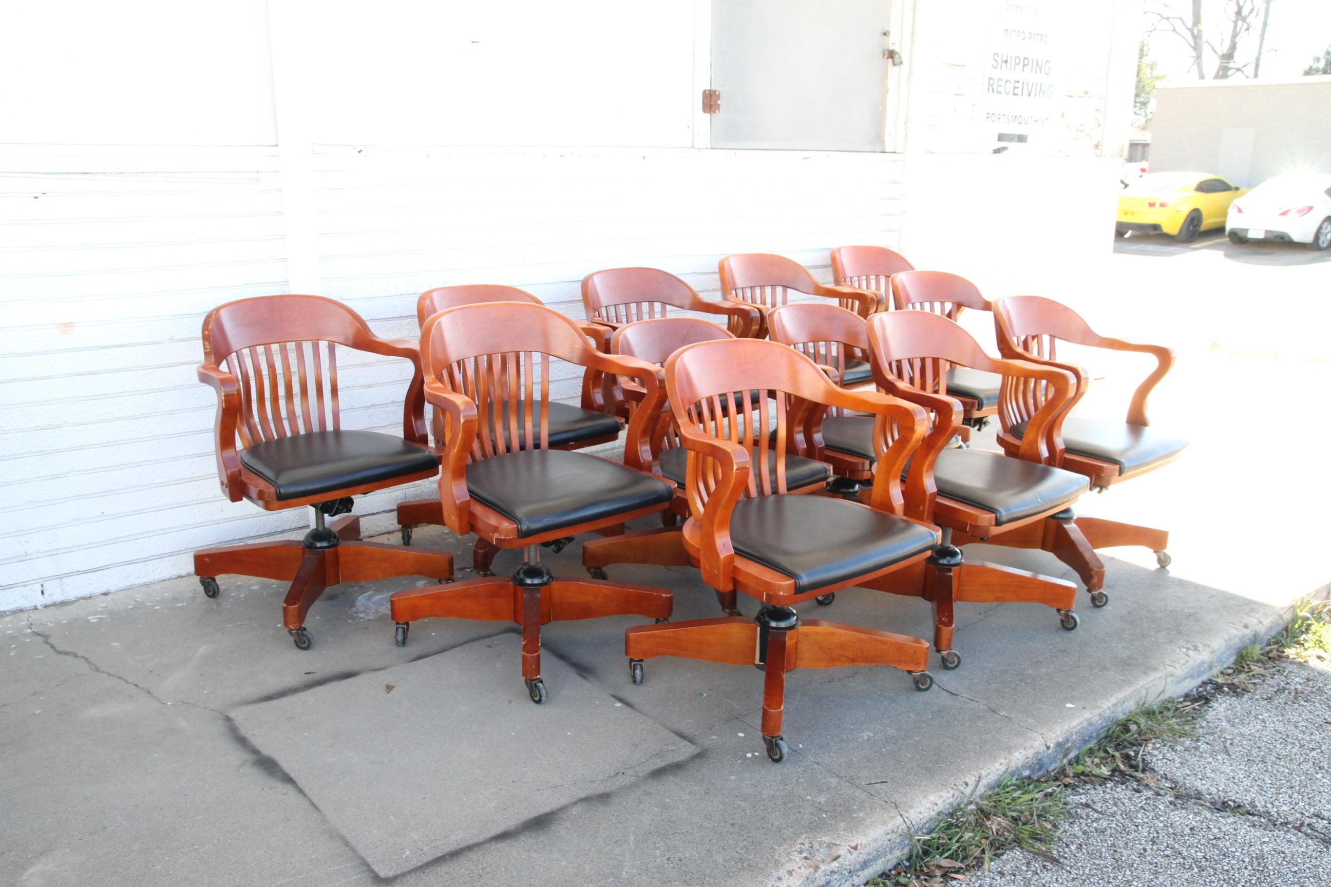 American 1 Vintage Cherry Bank of England Swivel Chairs Jasper Co. 12 available For Sale
