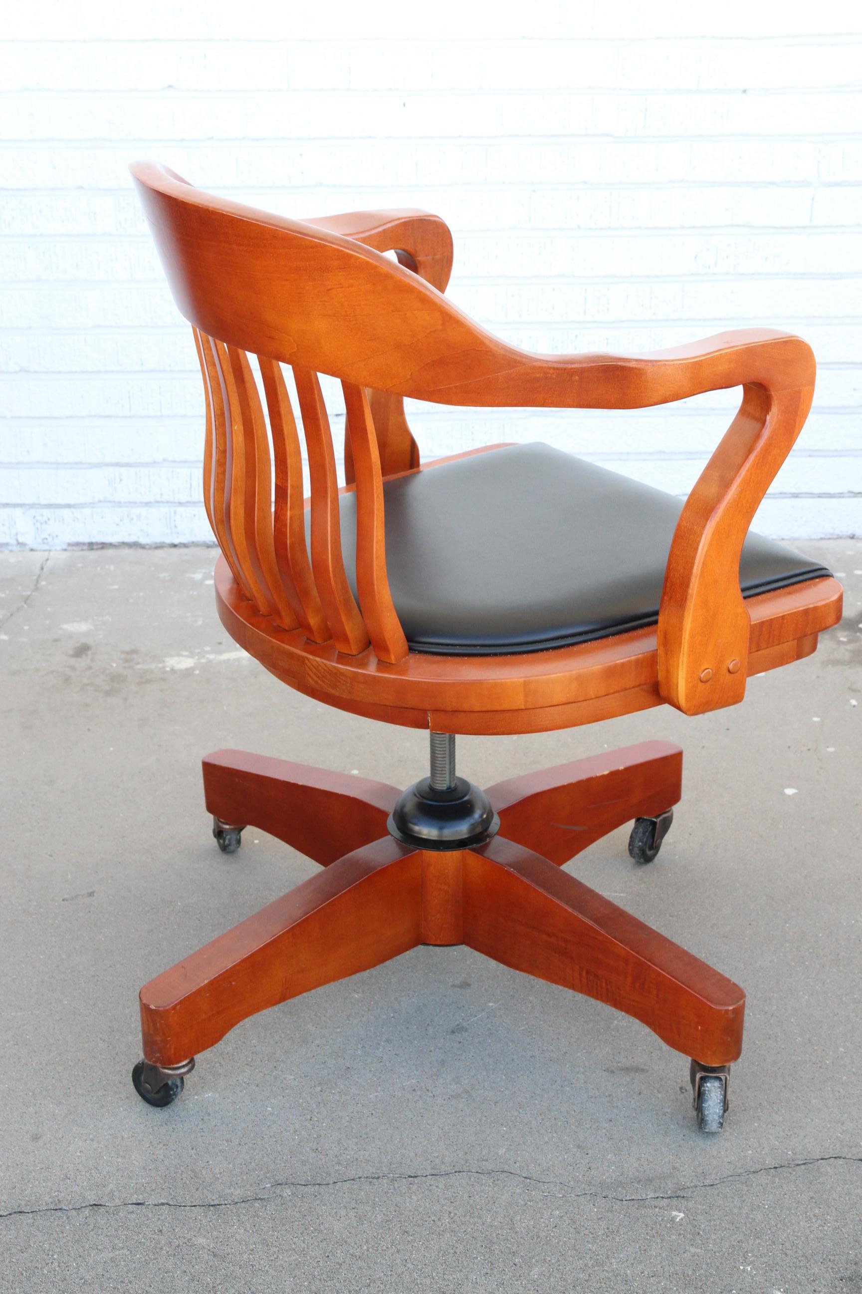 20th Century 1 Vintage Cherry Bank of England Swivel Chairs Jasper Co. 12 available For Sale