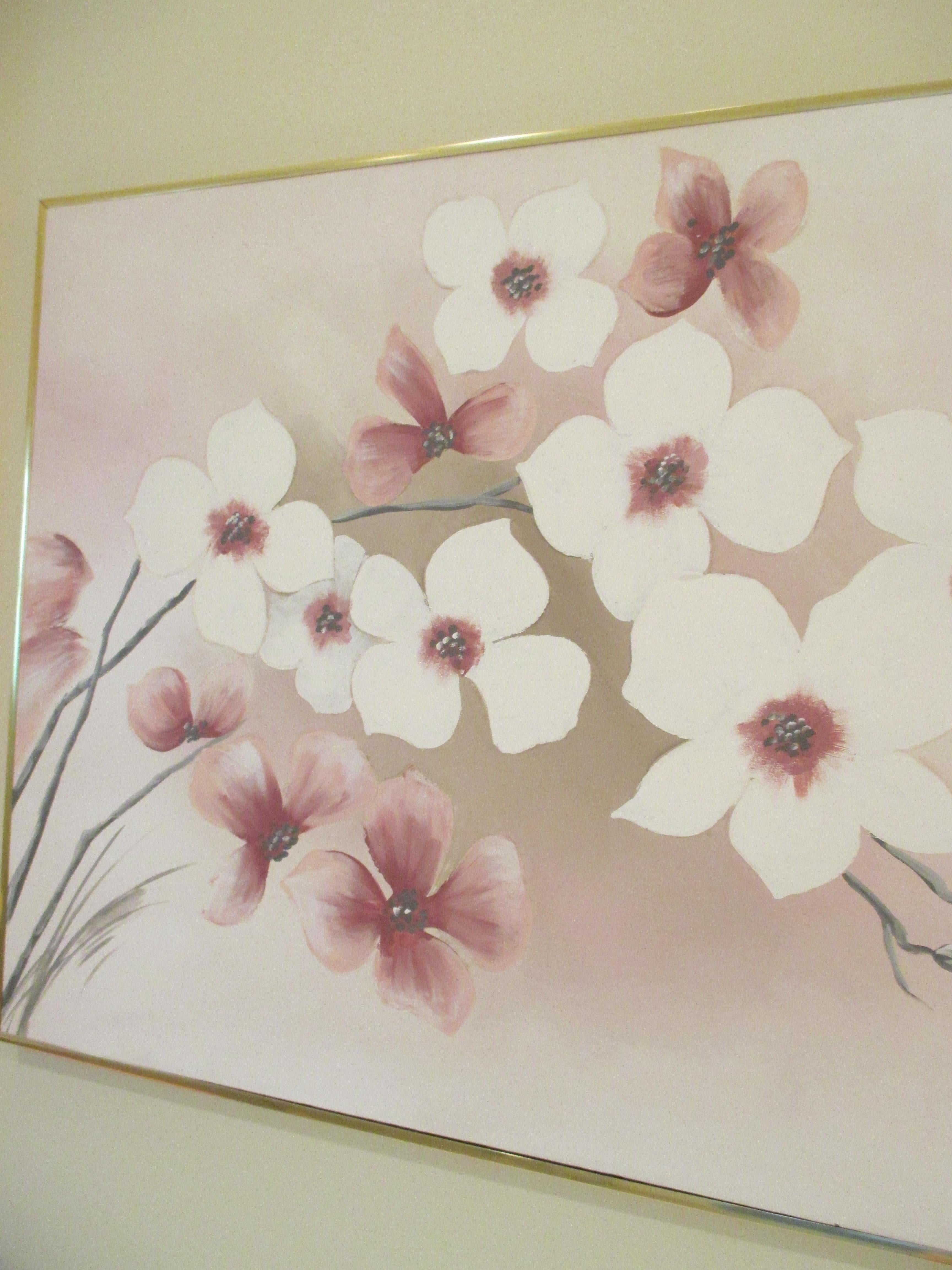 Vintage Cherry Blossom Painting For Sale 3
